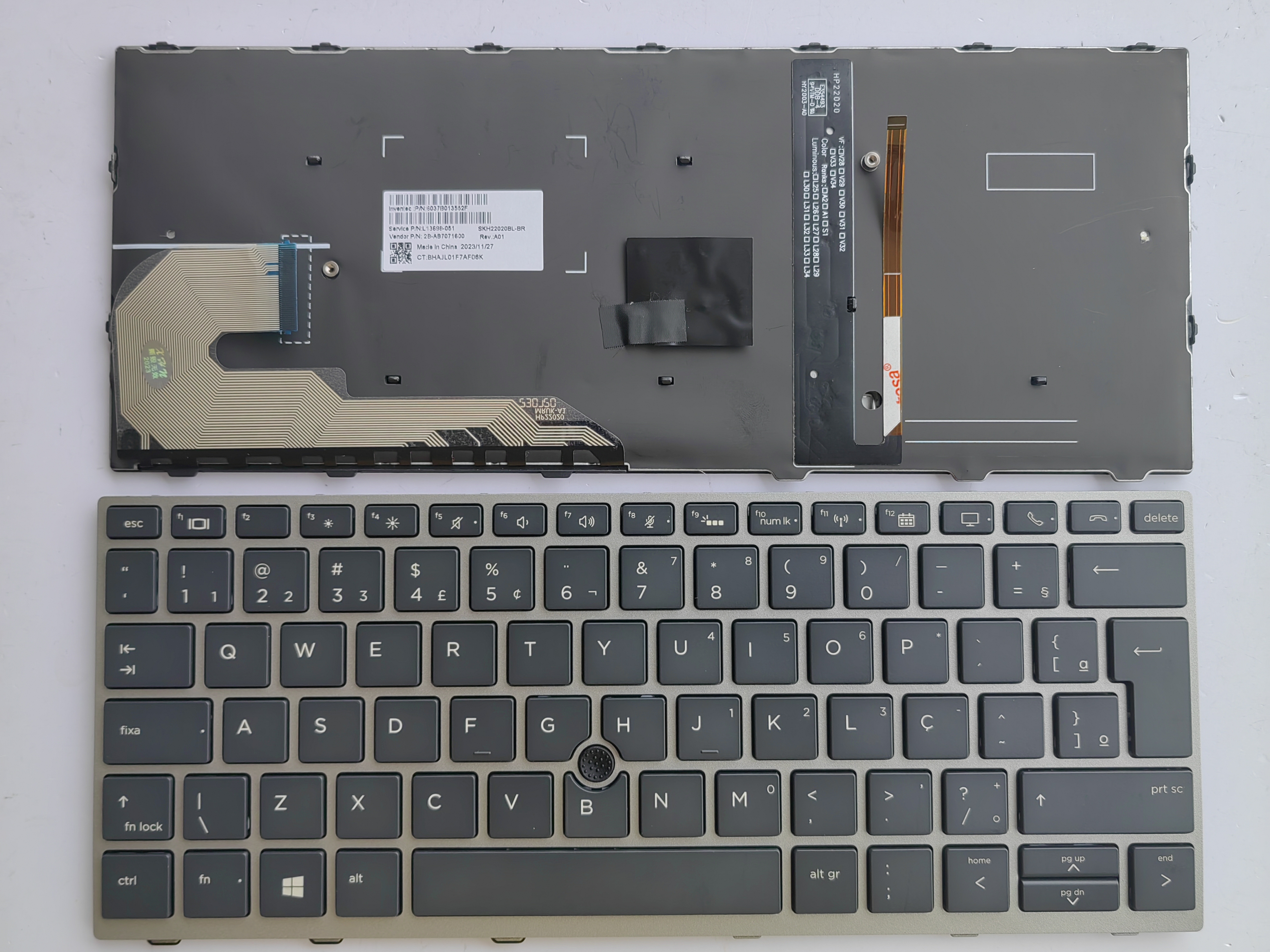 Picture of New Replacement Laptop Keyboard For HP 830G5/830G6/735G3/836G5/730G5/730G6/835G5 SILVER FRAME BLACK With Point Backlit (OEM) BR Layout